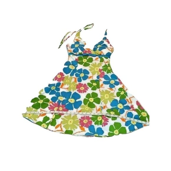 Donna Morgan Sz 3/4 Multi-Color Cotton Blend Floral Lined Sun Dress Knee Length - Picture 1 of 14